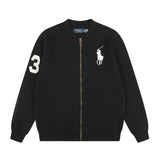Rl ralph lauren pony racing element crewneck cardigan - relaxed fit knit wool sweater jacket for women - autumn/winter