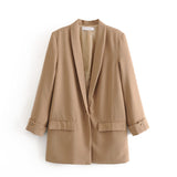 Women's Suits Apricot Blazer Women's Spring and Autumn Casual Suit Top