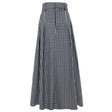 Women Skirt Fall Mid-Length Plaid Skirt A- Line Skirt