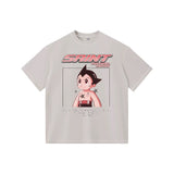 Washed distressed horror mickey saintmichaelmedm retro american t-shirt looseheavy weight round neck