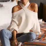 Women Sweater Knitwear Fall/Winter Strapless Sexy Loose Knitwear Pullover Sweater
