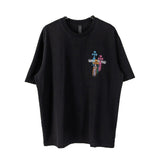 Ch hip-hop t shirts ch short-sleeved cross sanskrit logo embroiderloosecasualpure cotton american heavy weight short-sleeved