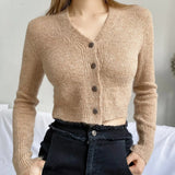 Women Sweater Knitwear Spring and Autumn V-neck Single-Breasted Knitted Cardigan