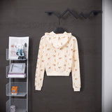 American ashley williams cartoon doll all-over print hooded sweatshirt zipper cardigan hot girl high waistoutwear