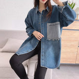 Women Jacket Loose Retro Leisure Washed-out Shirt Coat