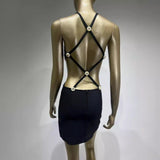 Women Dresses Bandage Dress Sexy Waist Hollow-out Black Dress Party Dress (Ont0408)