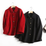 Women Woolen Coat Lapel Classic Style Woolen Blazer Autumn and Winter Loose Cardigan