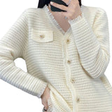 Women Knitwear Autumn and Winter V-neck Tassel Sweater Loose Knitted Cardigan