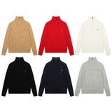 Rl ralph lauren pony fall/winter zip-up turtleneck top - couple's casual loose knit wool sweater - warm women's