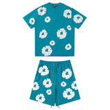 Denim Tears Outfit:T Shirt/Shorts (Separate Purchase Options) Puff Print Short Sleeve T-shirt Loose Couple Shorts Suit