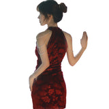 Women Maxi Dress Spring and Autumn Velvet Cheongsam Dress