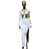 Women Dresses Sexy White Bandage Dress Banquet Party Nightclub Dress (Ont0408)