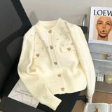 Women Knitwear Spring and Autumn round Neck Slim-Fit Knitted Cardigan