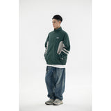 Unisex Jacket Retro Patchwork Contrast Color Stand-up Collar Jacket Men Spring and Autumn Coat