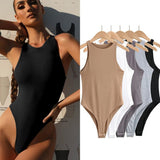 Women Jumpsuit Sexy One-Shoulder Sleeveless Leotard