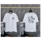 Ch hip-hop t shirts high version ch short sleeve high street horseshoe contrasting color laser engraving film loosecasualamerican heavy weight