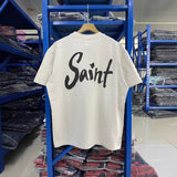 saint m t shirts s.m landscape letter graphic crew neck pullover short sleeve top
