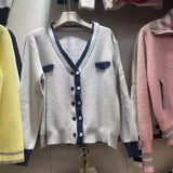 Women Knitwear Autumn Double Breasted Sweater Loose Knitted Cardigan