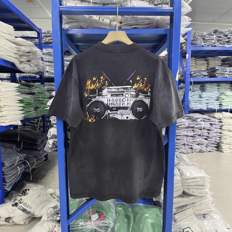 saint m t shirts s.m. burnt-out recorder crewneck pullover short sleeve