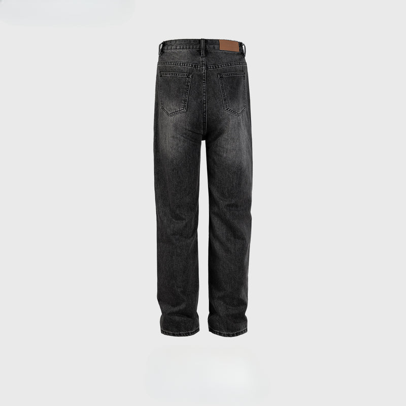 MIJKO Men Vintage Pants High Street Washed White Trousers Slim Straight Jeans