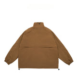 Unisex Jacket Spring Overalls Coat Loose Zip Large Pocket Stand Collar Jacket for Men