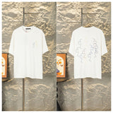 Ch hip-hop t shirts ch short-sleeved couple color thread cross flower full back embroider t-shirt distressed short-sleeved high street
