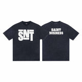 saint m t shirts s.m. foamed letter graphic crew neck short sleeve tee