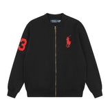 Rl ralph lauren pony racing element crewneck cardigan - relaxed fit knit wool sweater jacket for women - autumn/winter