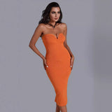 Women Dresses Bandage Dress Summer Orange Sexy Party Dress Skirt (Ont0408)