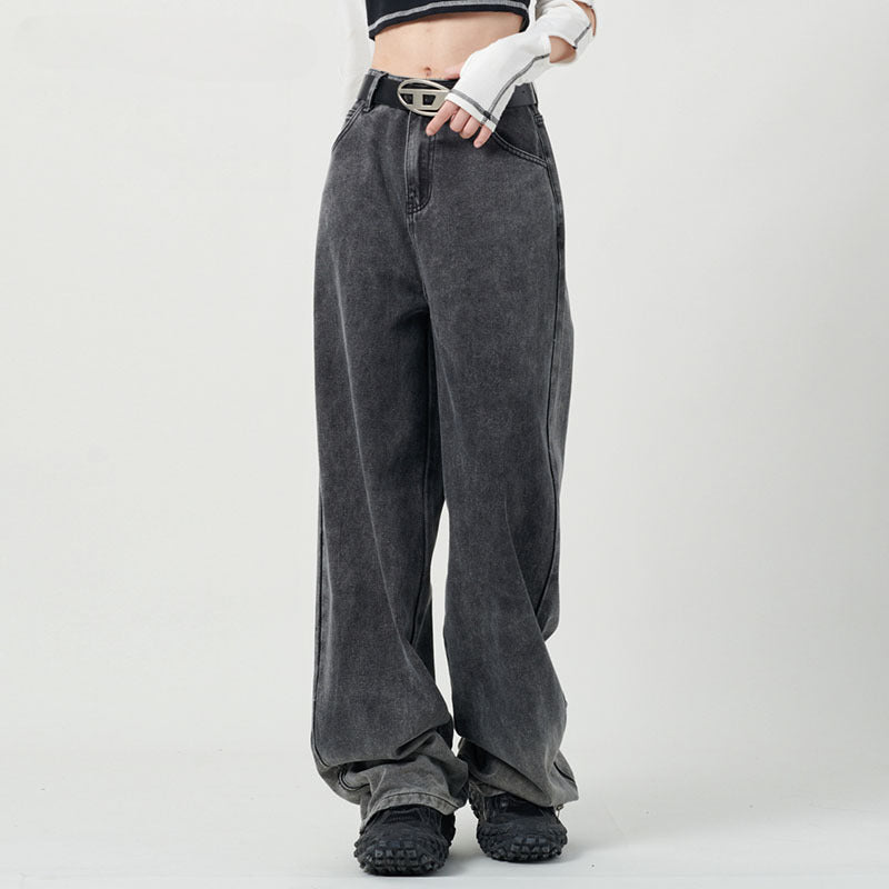 Men Jeans Washed Gradient Jeans Straight-Leg Trousers