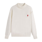 Ami araunriffall and wintertopspullover wool couplelong sleevesloose big heart high collar knitting shirt