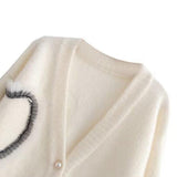 Women Sweater Knitwear round Neck Imitation Mink Knitted Cardigan Women's Autumn and Winter Sweater Coat