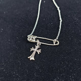 Chrome Hearts Necklace Diamond Cross Pendant Pin