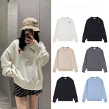 Ami araunrif little heart autumn/winter knit wool sweater - embroidered high-gauge crewneck for couples & wedding photos