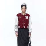 Unisex Jacket Autumn Leather Sleeve Brushed Baseball Uniform