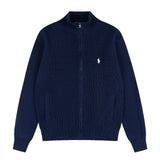 Little marafu rlknittingcouplecardiganhigh collar zipper waffle grids wool topslooseoutwearfall and winter