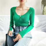 Women Sweater Knitwear Zipper U Collar Sweater Female Fall/Winter Romper Sweater