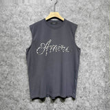Amiri tank top silver ring snake letterprinting