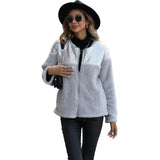 Women Trench Coat Autumn Leisure Plush Women's Long Sleeve Sequined Cardigan round Neck Baggy Coat