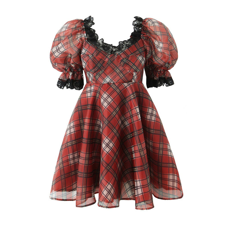Women Dresses Summer Lace Organza Dress (Xds0414)