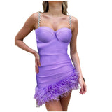 Women Dresses Bandage Dress Suspender Feather Dress (Ont0408)