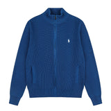Little marafu rlknittingcouplecardiganhigh collar zipper waffle grids wool topslooseoutwearfall and winter