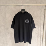 Ch hip-hop t shirts high version ch short-sleeved horseshoe cross sanskrit loosecasualpure cotton american heavy weight short-sleeved