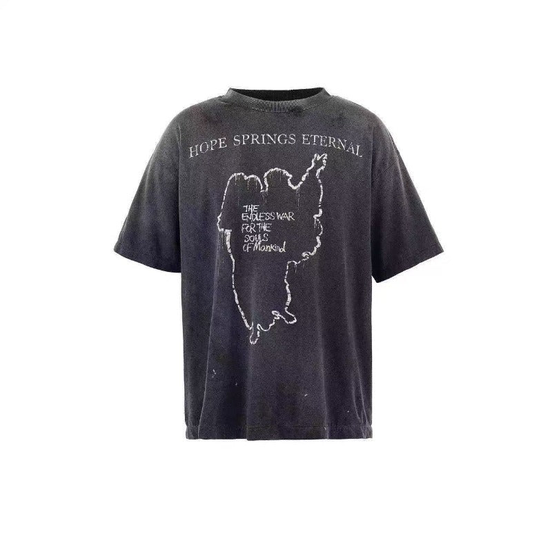 saint m t shirts s.m vintage washed graphic crew neck pullover short sleeve top