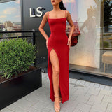 Robe Bridgerton Summer Sexy Split Tight Backless Sling Dress