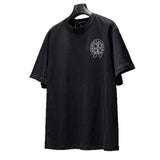 Ch hip-hop t shirts ch crow couple style front and rear horseshoe embroider hot diamond t-shirt short-sleeved casualtrendyeasiest for matchamerican style