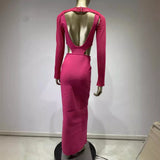 Women Dresses Bandage One-Piece Dress Rose Red Hollow out Party Dress (Ont0408)