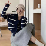 Women Knitwear Autumn and Winter Striped Sweater Loose Sweater