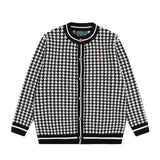 Rl ralph pony socialite knitting round neck cardigan women's sweet fall and winter classy chidori grids woolen clothes casualoutwear