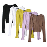 Women Sweater Knitwear Autumn Leisure V-neck Slim Fit Sweater Sweater